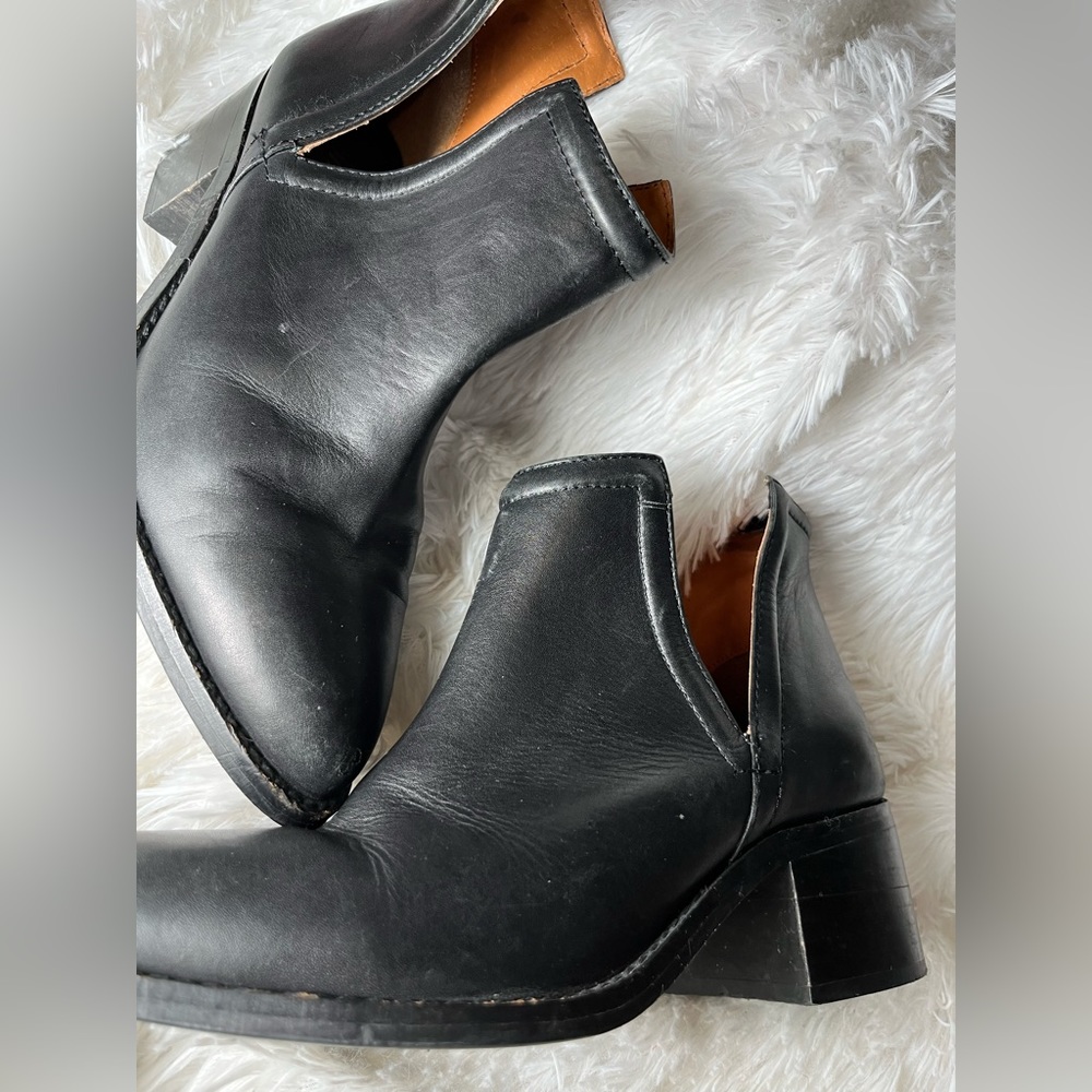 Diba True work nerd black leather ankle booties